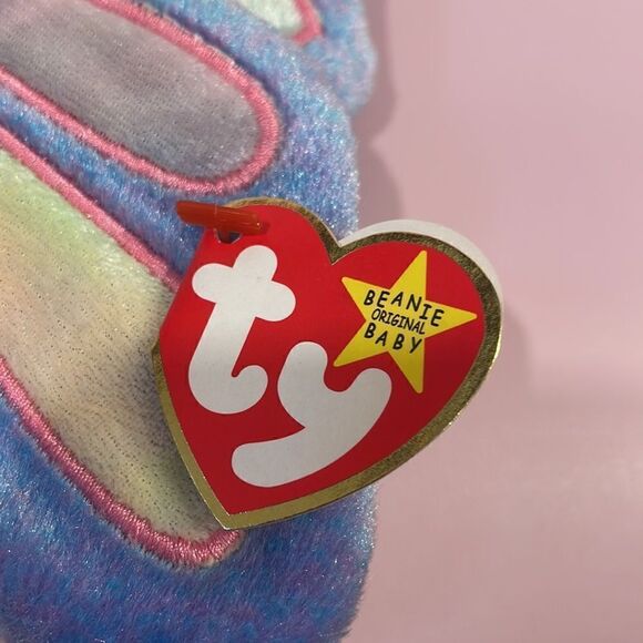 Vintage Ty Beanie Baby Flitter the Pink & Purple Butterfly 1999 EUC NWT 8” long - Picture 8 of 9